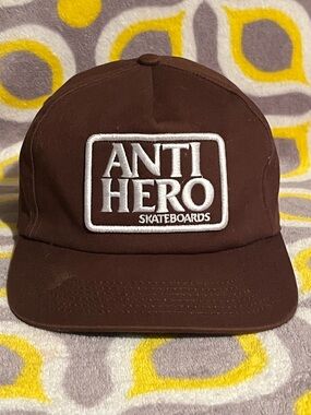 Anti Hero y2k Skateboards Brown Trucker Hat White Logo Snapback Cap OSFA